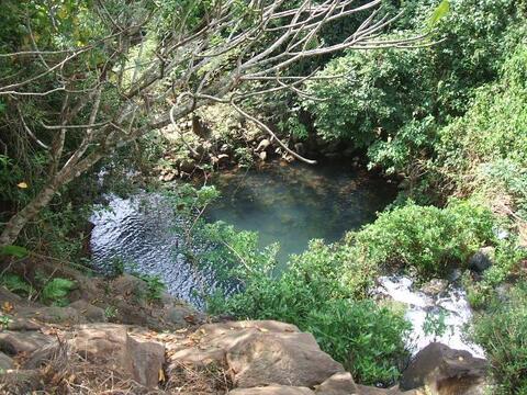 La pequeña cascada de aguas clara
